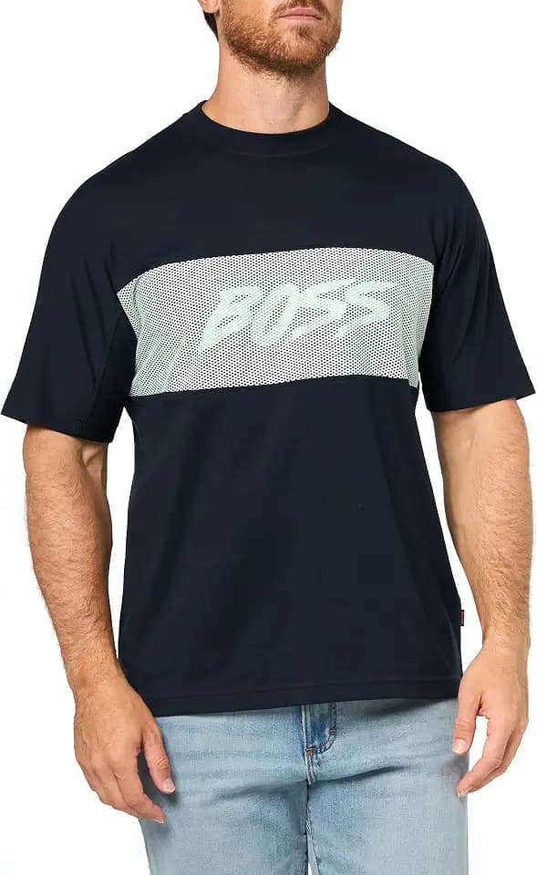 BOSS Men's Bay Mesh Scribble Logo Cotton T-Shirt