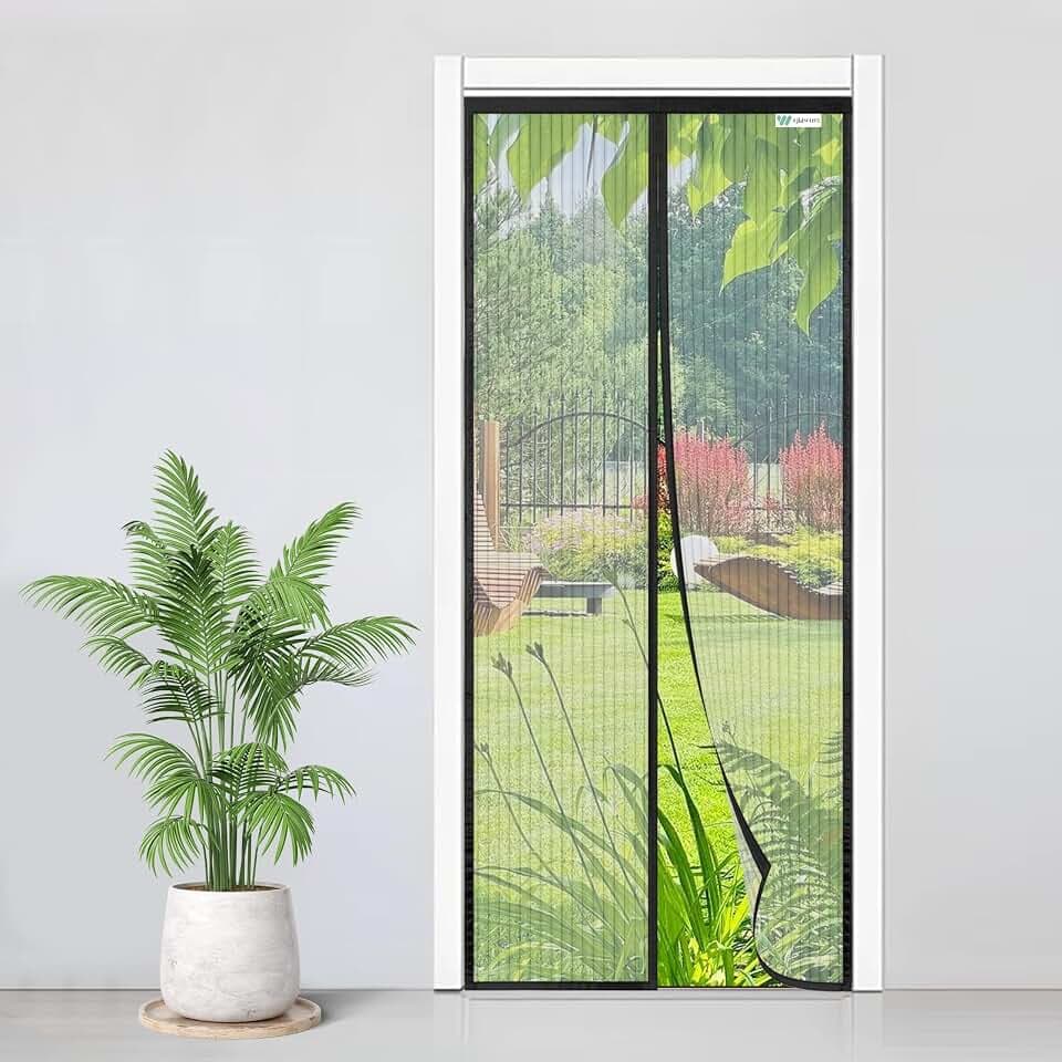 Fliegengitter Tür Magnet 130x210cm, Insektenschutz Balkontür, Magnetvorhang Ohne Bohren, Kinderleichte Klebemontage, Fliegenvorhang ist Ideal für Wohnzimmer Kellertür und Terrassentür, Schwarz