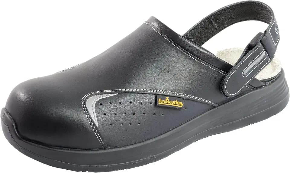EuroRoutier Basic 2.0 Black Leder, Schuhe, Sicherheitsclogs, EN ISO 20345: 2011 SB A-E-FO-SRC