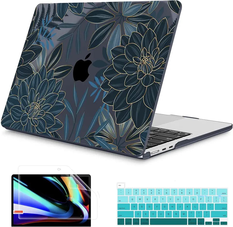 Mektron for 2026 MacBook Air 13-inch M5 Laptop Case A3449 with 13.6-inch Liquid Retina Display Fits 2025 A3240 M4 2024 A3113 M3 2023 A2681 M2 Printed Shell for MacBook Air 13.6", Dahlia Flower C035