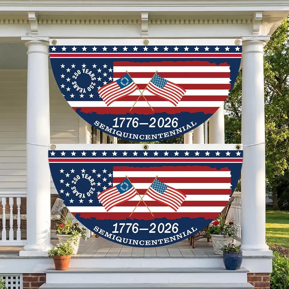Fanfanwin 2 Pcs 250th Anniversary Bunting Flag 6x3ft Patriotic Outdoor