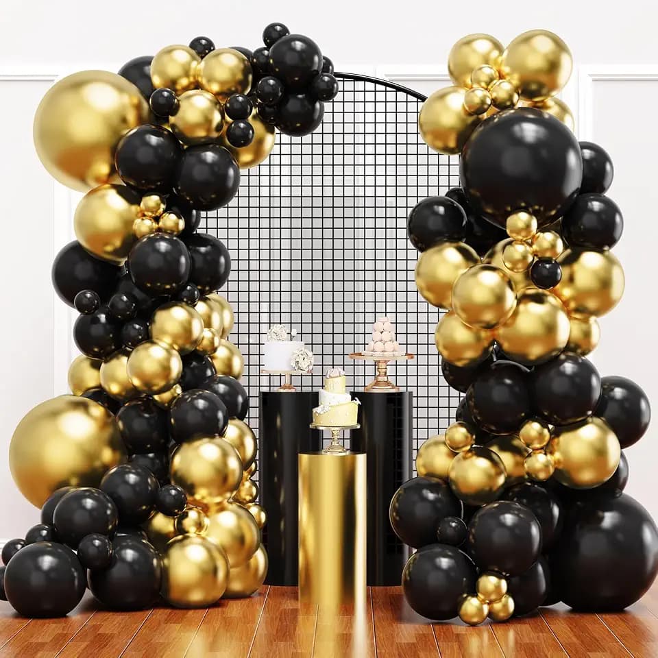 YMSZ Black and Gold Balloons Arch Kit, Graduation Balloons Decorations