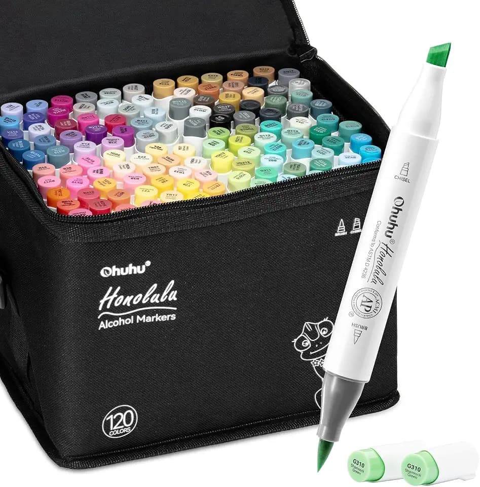 Ohuhu Alkoholmarker 120 Pinsel & Keil Kunstset für Illustration
