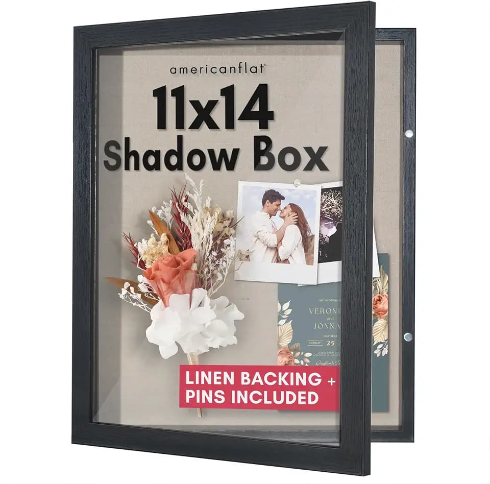 Americanflat 11x14 Shadow Box Frame - Engineered Wood - Black