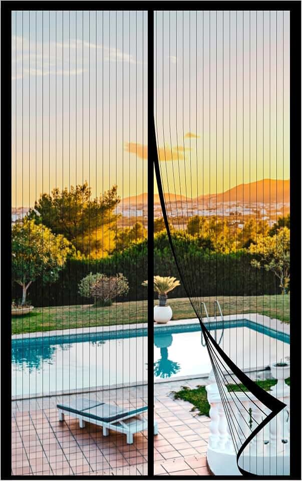 METAONLY Magnetic Screen Door Mesh, Works for Patio, Sliding Door, Keeps Bug Mosquito Out, Fresh Air Flow, Fits 38" x 82" Door - Curtain Size 40" x 84", Black