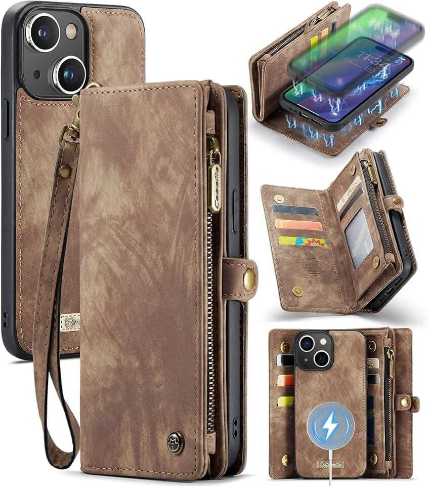 Compatible with iPhone 15 Plus Wallet Case with Magsafe,Coffee