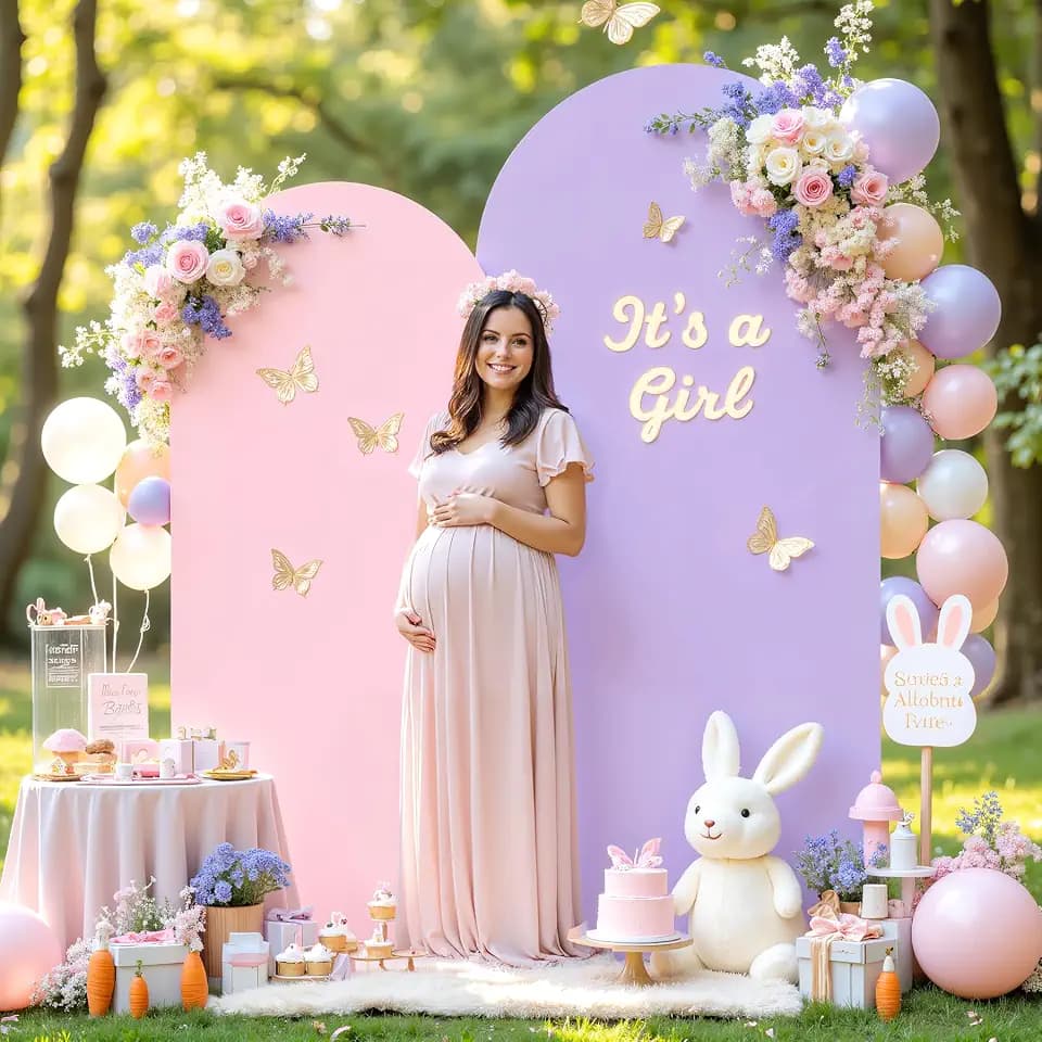 Pink and Lavender Arch Backdrop Cover 7.2FT 6FT Wedding Arch Covers Set of 2 Double-Color Arch Covers Stretchy Backdrop Spandex Fitted Fabric Backdrops for Party Baby Shower Birthday Decoration