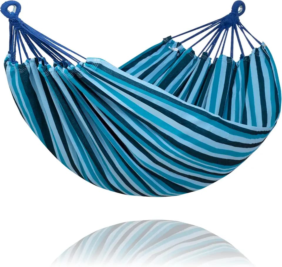 SUNCREAT Hammocks Outdoor Camping Double Hammock, Navy & Blue