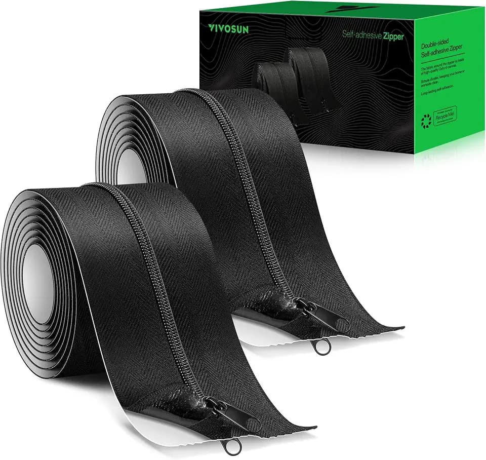 VIVOSUN 2-Pack Self-Adhesive Zipper for Debris Barriers Door, 3In. x 7Ft. Peel & Stick