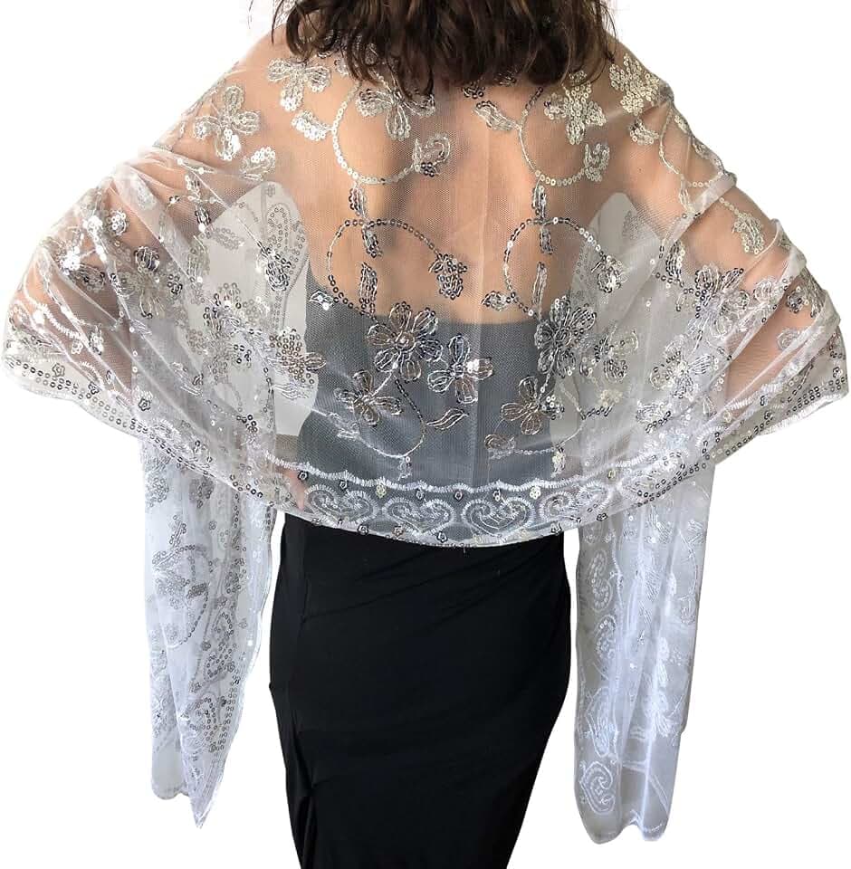 Central Chic Pailletten-Schal, Pashmina-Schal, Überzug, Hochzeit, Braut, Brautjungfern, Kleider, Wickeltuch, Pailletten-Schal