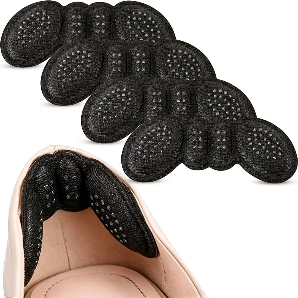 4Pairs Heel Pads for Shoes that are Too Big, Black
