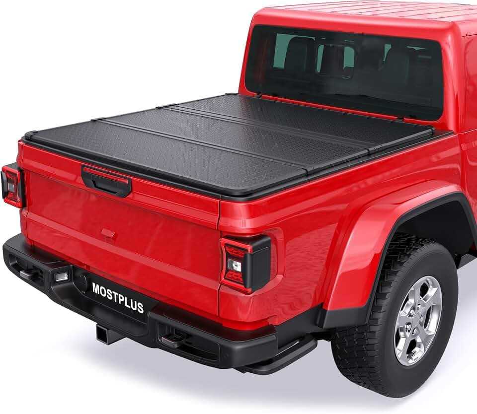 MOSTPLUS 5FT Tri-Fold Hard Aluminum Truck Bed Tonneau Cover Compatible for Jeep Gladiator JT 2020 2021 2022 2023 2024 2025 2026 with or Without Utility Track System On Top 60.3'