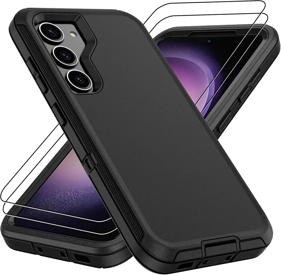 Pilaru for Samsung Galaxy S23 Case : 14FT Military Grade Drop Protection & Anti-Slip Design S23 Phone Case with 2Pc HD Screen Protector,Shockproof/Dustproof/DropProof Protective Case for S 23-Black