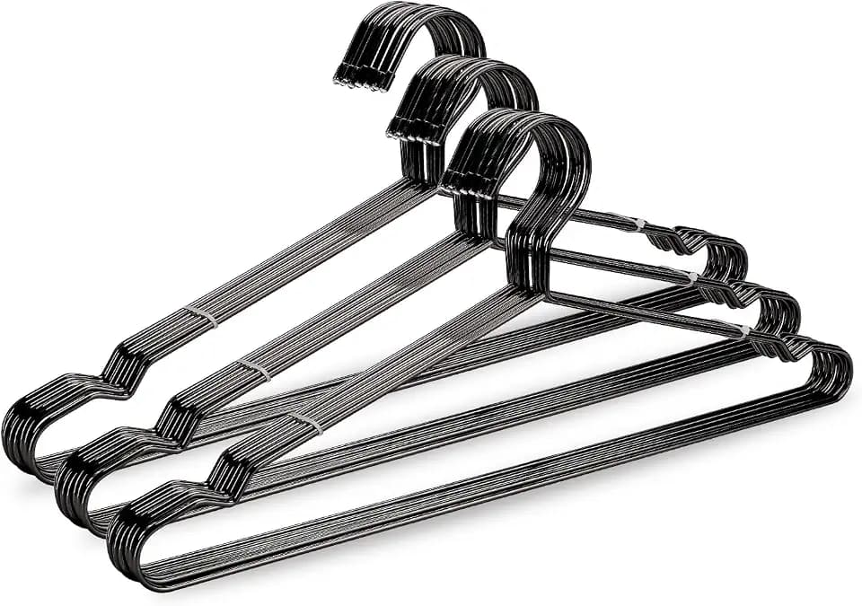 17.7" Strong Metal Wire Clothes Hangers, Coat Hanger Rack, Standard Suit Hangers, Metal Shirt Dress Hanger, 30 Pack, Black