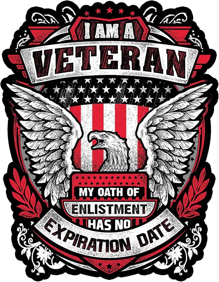 I Am A Veteran My Oath of Enlistment Has No Expiration Date - Patriotic Military Decal - 7 Inch Weatherproof Vinyl Sticker for Cars, Trucks, Motorcycles & Laptops (10-Pack)