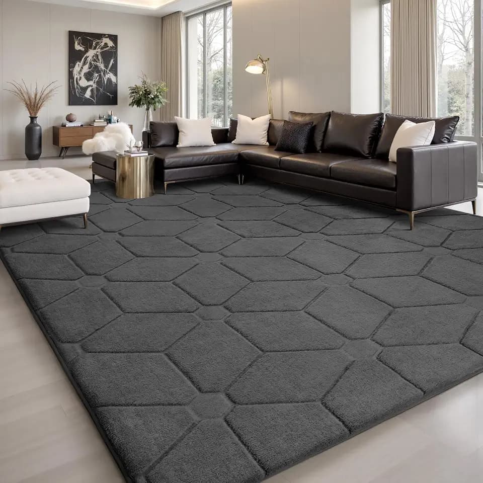 Sour Lemon Area Rugs 9x12 Living Room Bedroom, Large Carpet Grey Rug