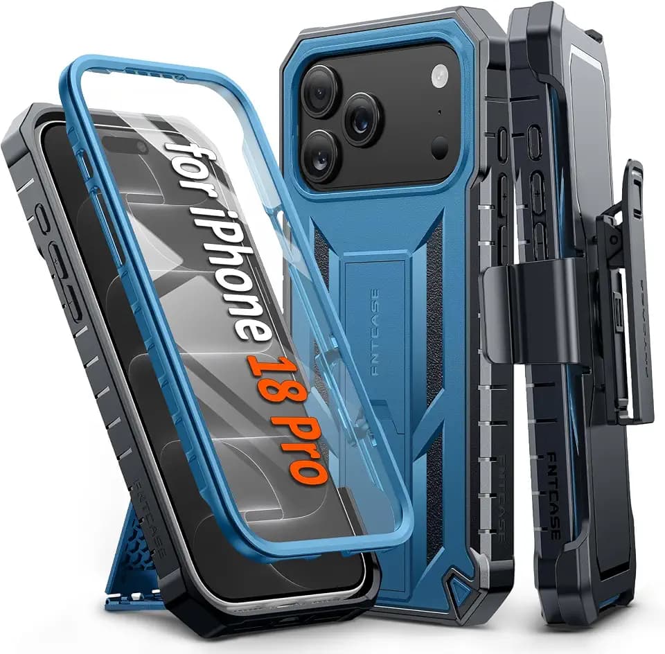FNTCASE for iPhone 18 Pro Case with Belt Clip Built-in Screen Protector