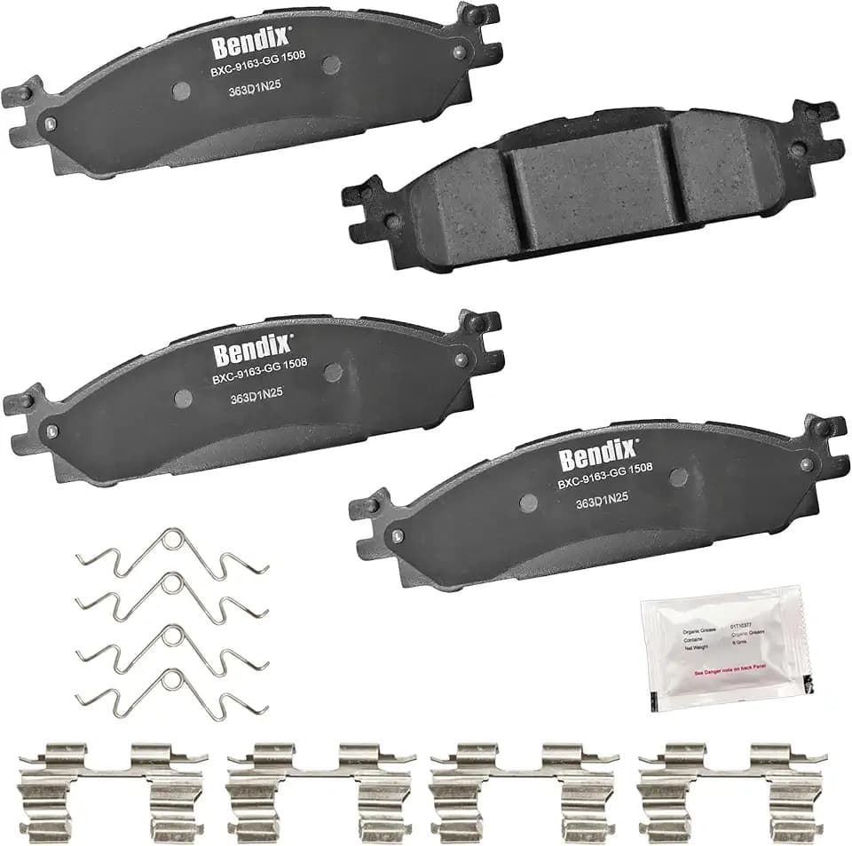Bendix Priority1 CFC1508 Ceramic Front Brake Pads for select Ford Explorer 2019-2011, Flex 2019-2009, Taurus 2019-2010, Lincoln MKS 2012-2009, MKT 2019-2010 (325mm front and solid rear rotors models)