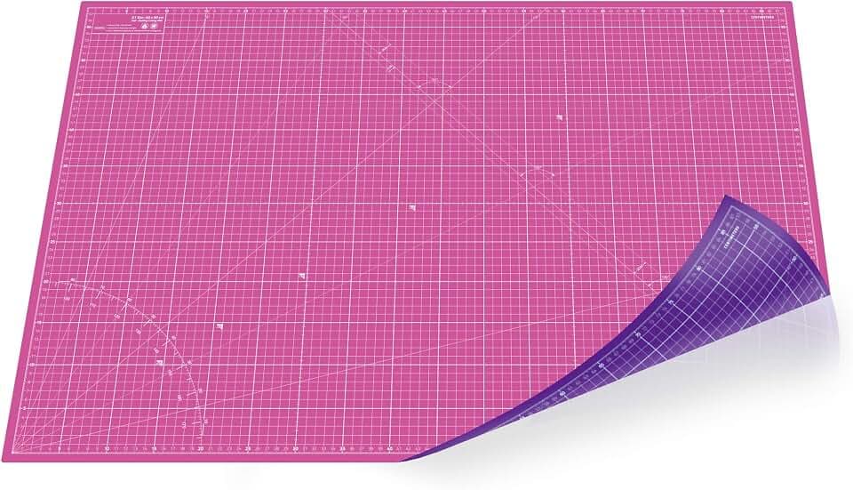Schneidematte, Schneidunterlage A1 (60x90cm), selbstheilend beidseitig mit Raster (Pink/Lila)