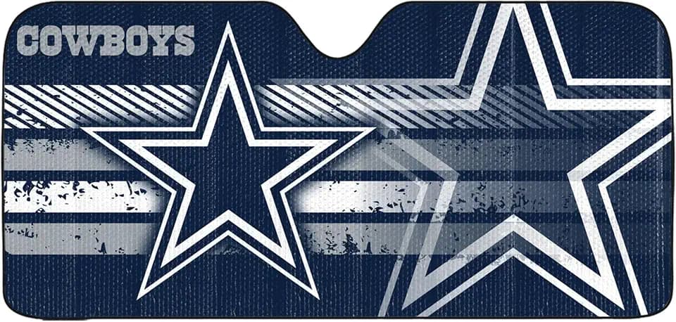 Fanmats NFL Windshield Sun Auto Shade, Sun Shield Sun Visor Accordion tri-fold for Storage 59" x 29.5", Colorful Team Design