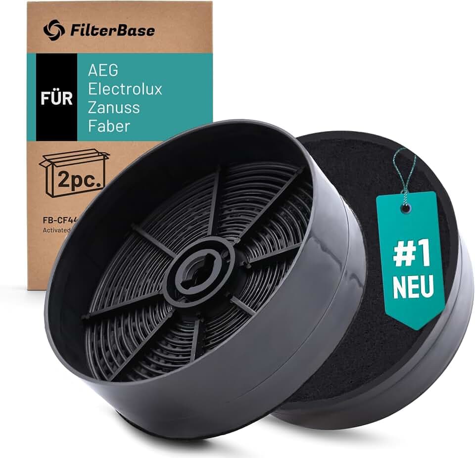 FilterBase® Aktivkohlefilter 2 Stück passend für AEG Electrolux ECFB03, 9029798809, 33005513 Faber 1120506172, 1120556527 - Filter Doppelpack für Dunstabzughaube