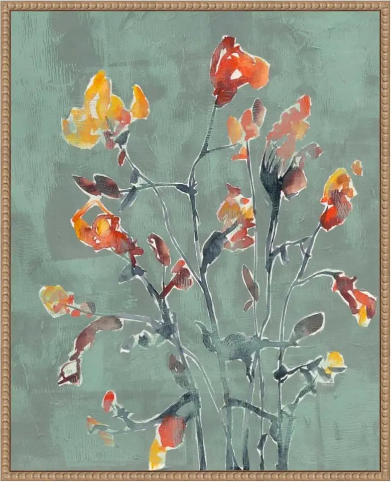 Amanti Art Framed Canvas Wall Art 28x23 Wildflower Watercolors No. 1 by Jennifer Goldberger, Framed Wall Art Canvas, Flowers Artwork, Traditional Decor, Medium Poster for Living Room, Bedroom,Office