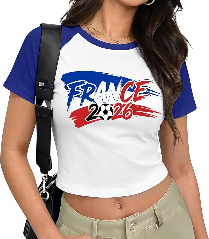 Soccer Cup Shirt Women: 2026 Spain Football Shirts Match Game Day Tshirt Soccer Fans Raglan Sleeve Tee Tops