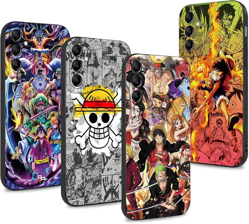 4 Stück Handyhülle für Samsung Galaxy A35 5G Hülle 6.6'' Anime Luffy Zoro Gear 5 Sun God Nika Manga Muster Design Case Kameraschutz Schutzhülle TPU Silikon Weich Ultra Dünn- 01
