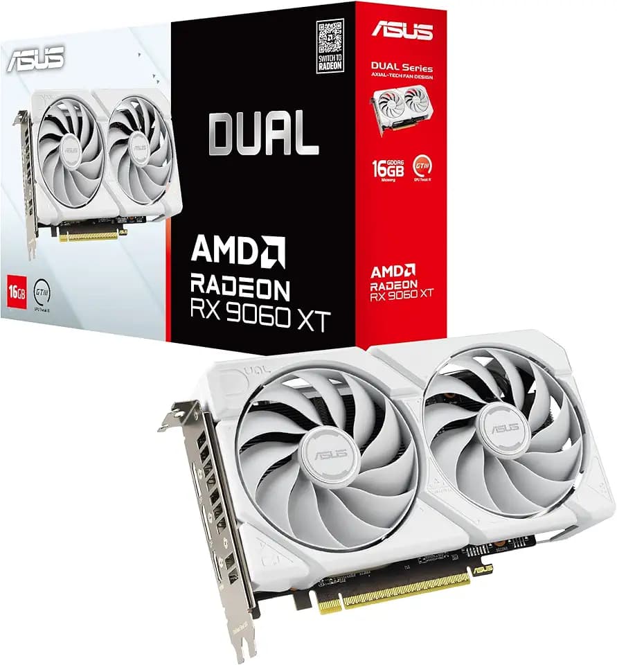ASUS Dual Radeon RX 9060 XT 16GB GDDR6 White Edition Gaming Graphics Card