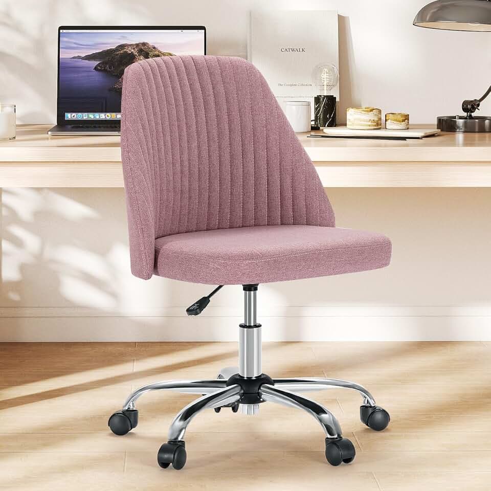 Sweetcrispy Armless Vanity Chair, Small Office Desk Chair