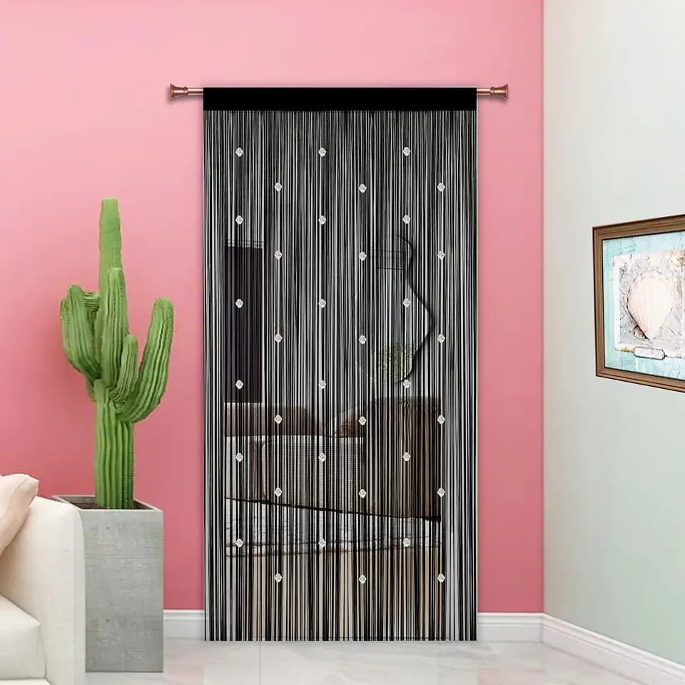 Taiyuhomes Perlenvorhang Fliegenvorhang Türvorhänge Schwarz 90x200cm