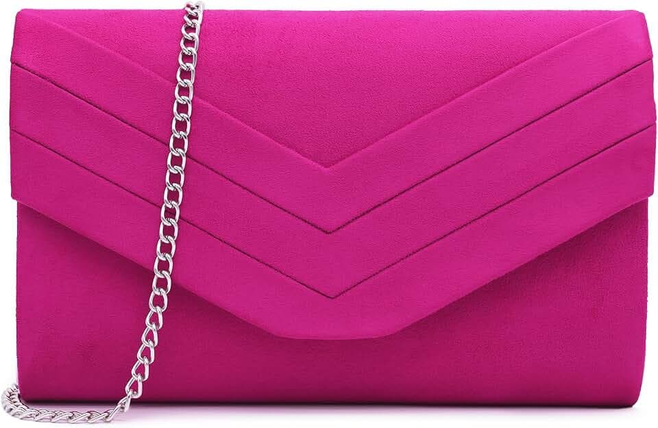 Clutch Purses for Women Suede Pleated Evening Bag Wedding