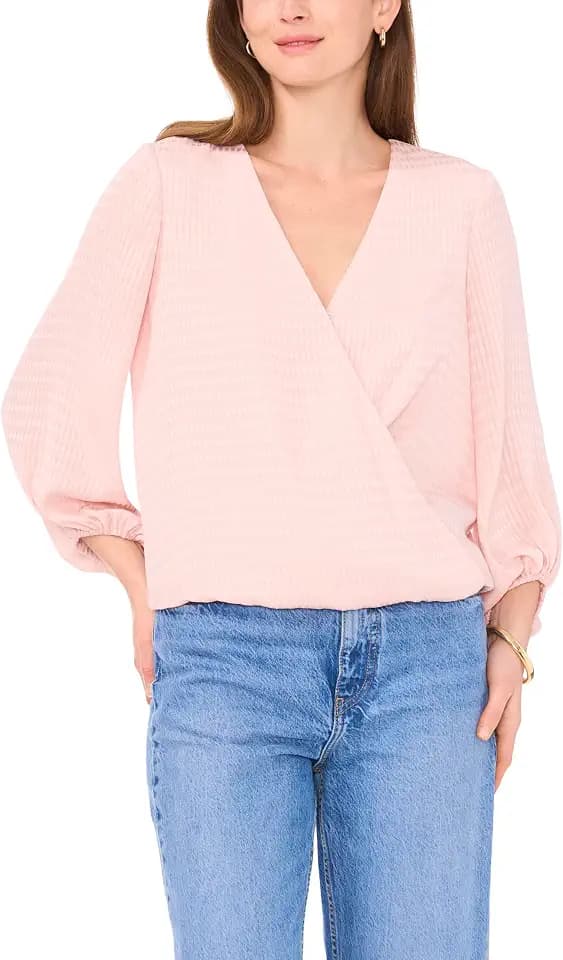 Vince Camuto Women's Balloon Sleeve Cross Front Blouse