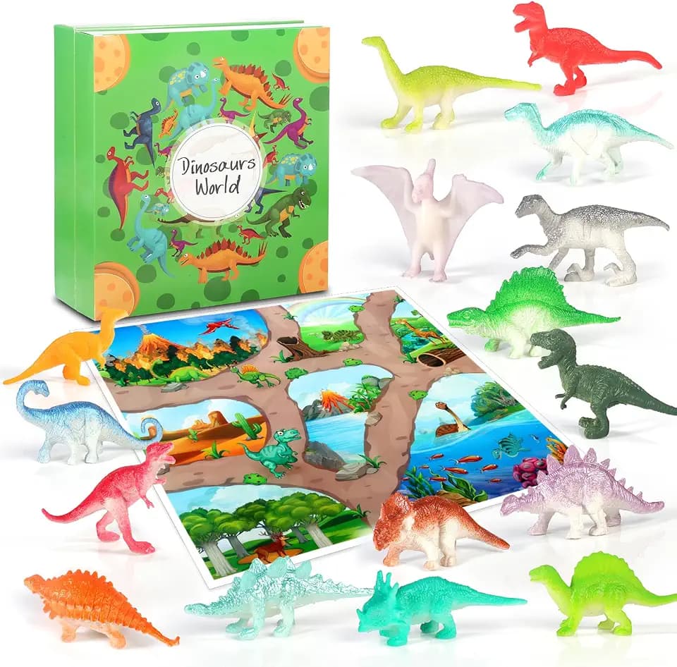 OKYUK Adventskalender 2026 kinder,Dinosaurier adventskalender kinder Dinosaurier spielzeug mit 16 Unique Dinosaurier Figuren & 14 Spielzeugautos, Überraschungs Blind Box Set, Spielzeug ab 3 Jahre