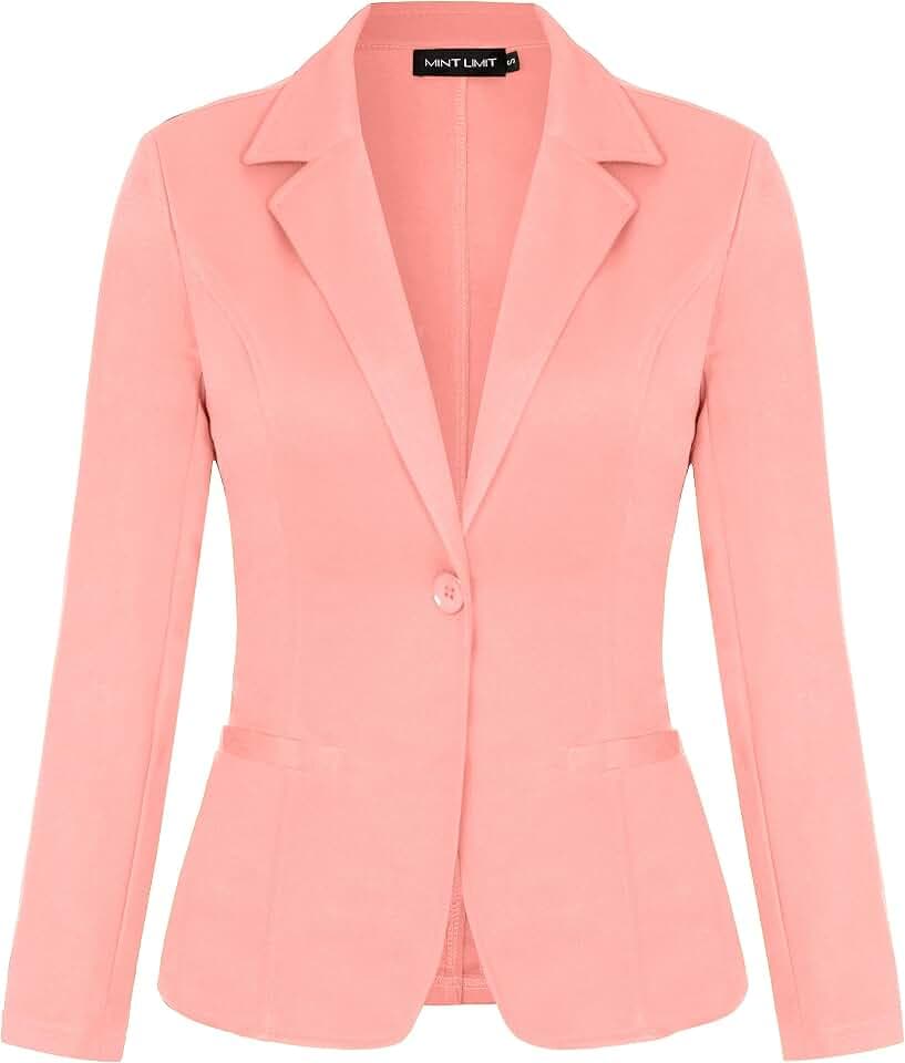 MINTLIMIT Womens Casual Blazer Long Sleeve Button Front Notch Lapel Jackets