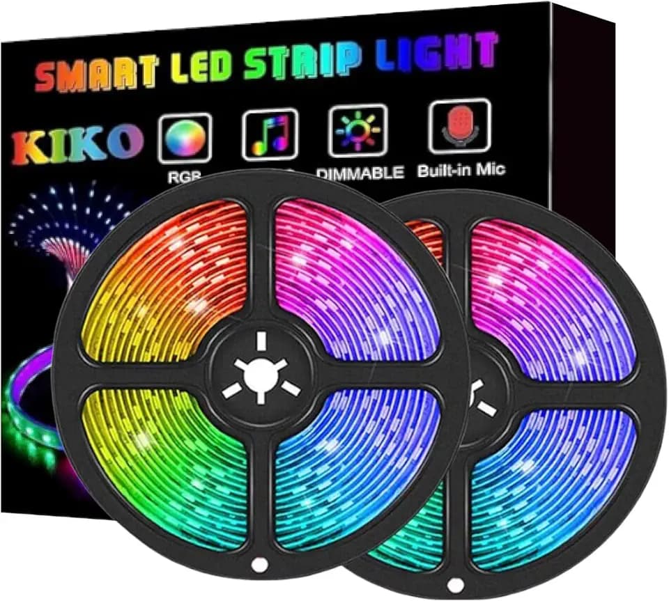 RGB LED Strip Lights Kit 5M (16.4ft), 12V Color Changing LED Tape, 60000 Colors, Music Sync, App & Remote Control, Includes 3A Power Adapter, Flexible Cuttable LED Strip for Indoor Use