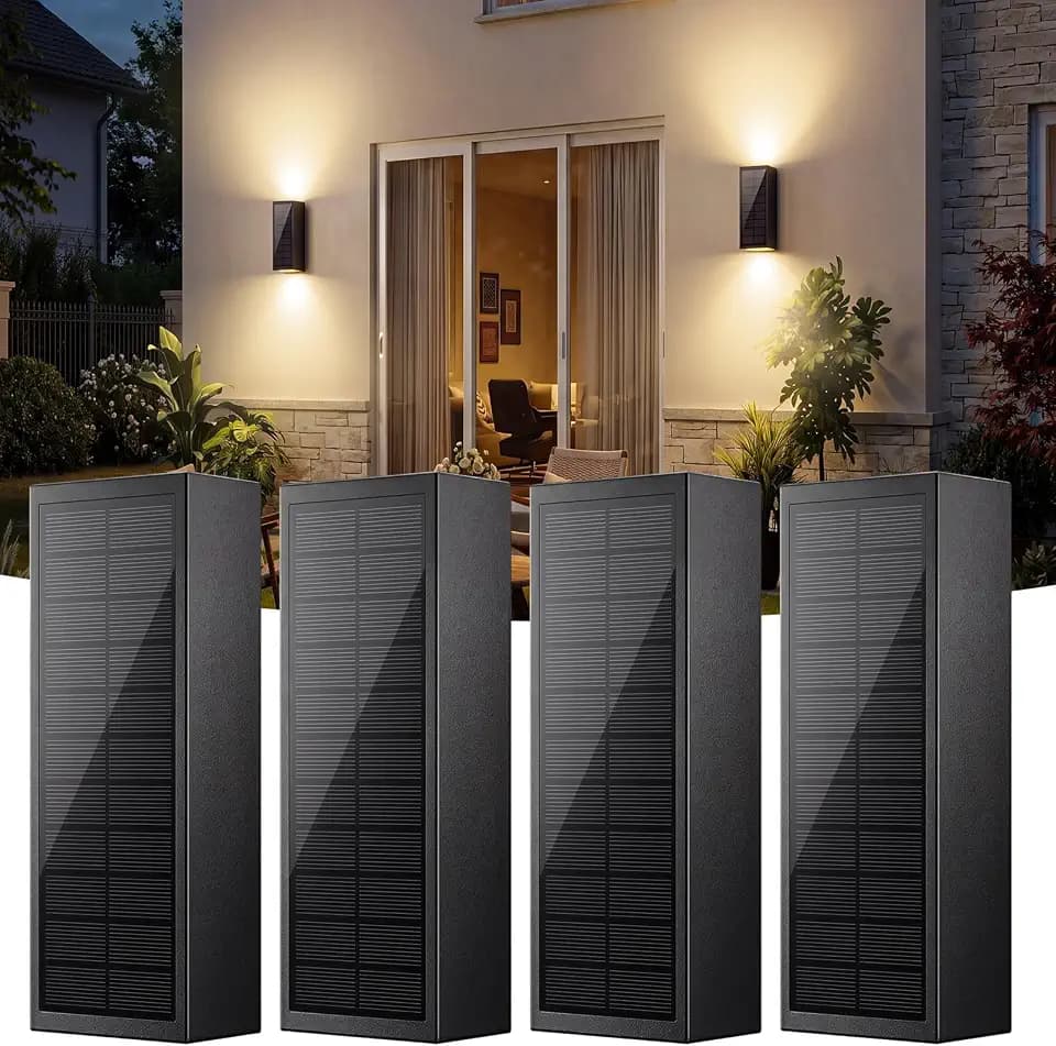 vighep 4 Pack Solar Wall Lights Outdoor, Dusk to Dawn Up Down Wall Sconces