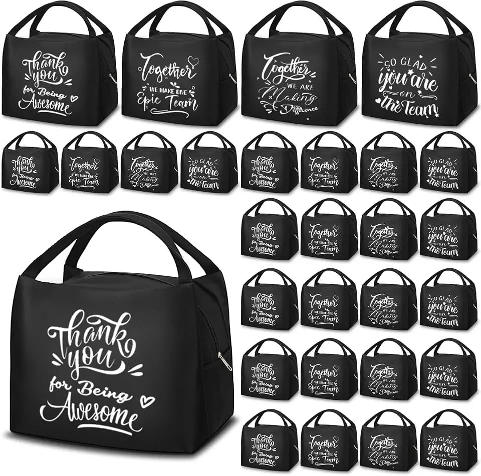 24 Pcs Employee Appreciation Gifts, Black Insulated Lunch Bag