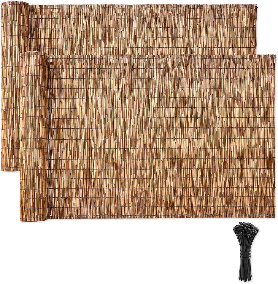 VEVOR Natural Reed Fencing, 4 ft x 13.12 ft, 2 Pack Decorative Natural Reed Fencing Roll, Decorative Fence for Backyard Divider, Privacy Screen Panel Curtain for Balcony Patio Garden Backyard Outdoor