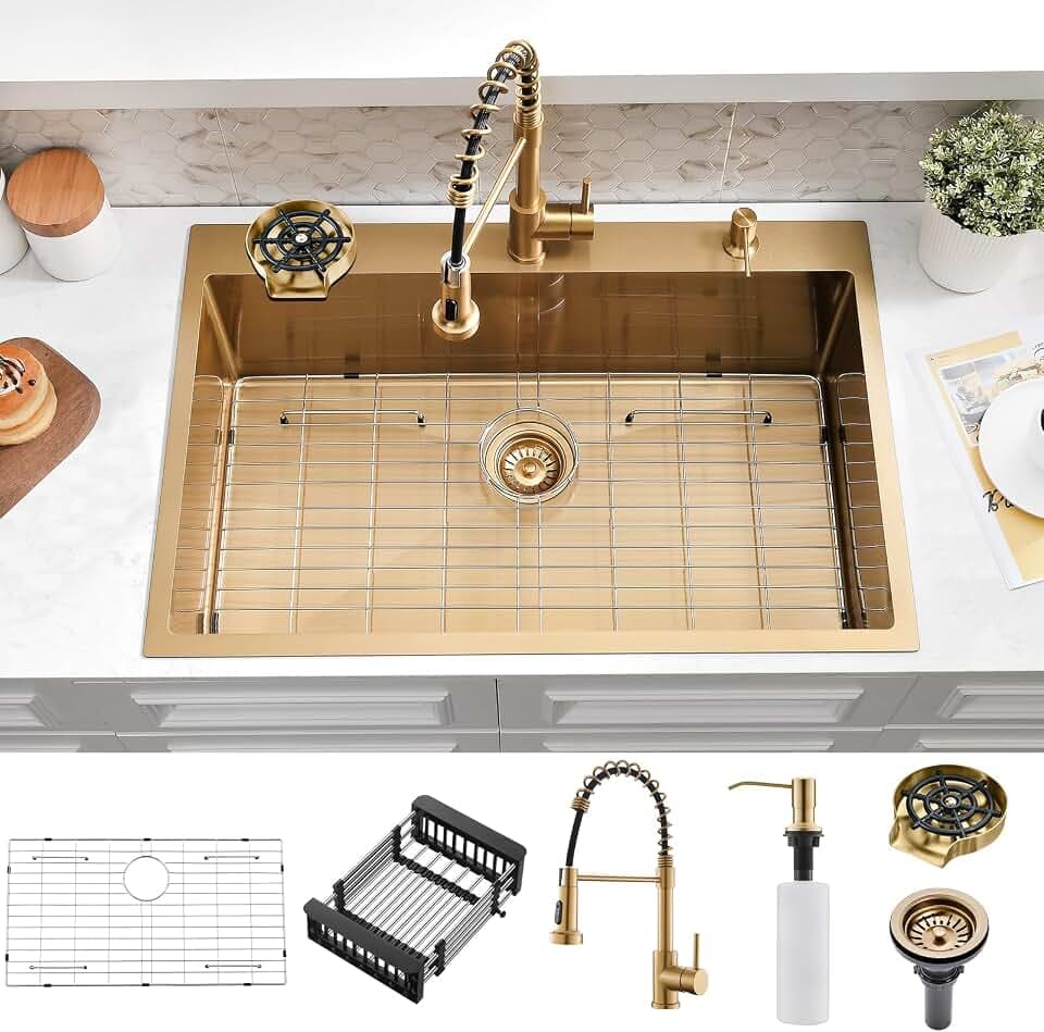 33x22 Drop In Kitchen Sink with Faucet