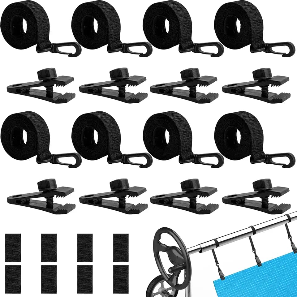 24 Pcs Pool Solar Cover Reel Attachment Kit, Solar Blanket Strap Kit