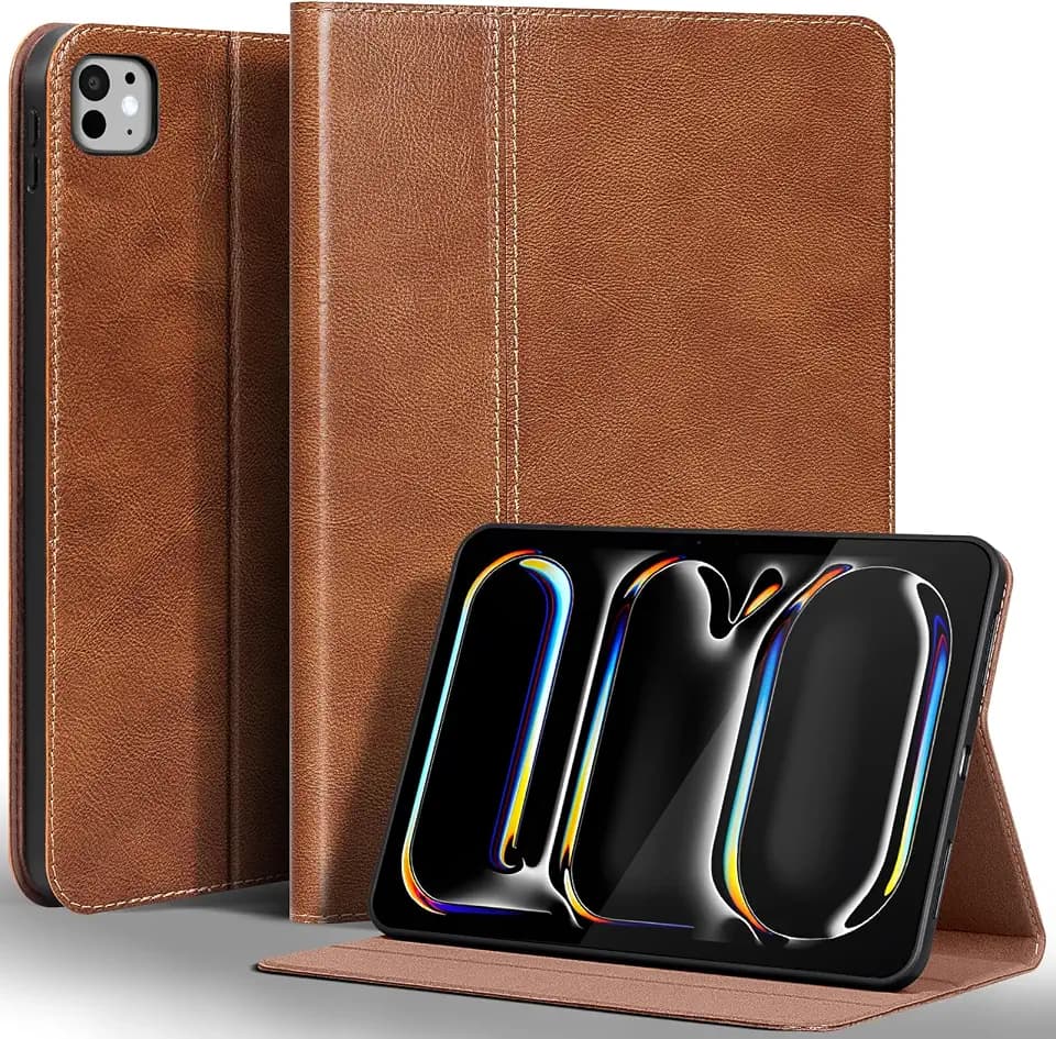 Gexmil Leather Case for iPad Pro 13 Inch M5/M4 2025/2024,Tanned Brown