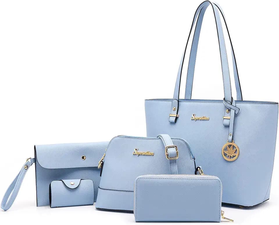 Soperwillton Handbag and Purse for Women Shoulder Tote Bag Satchel Set 5pcs