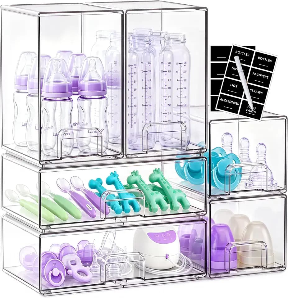 6 Pack Stackable Baby Bottle Organizer Storage for Countertop