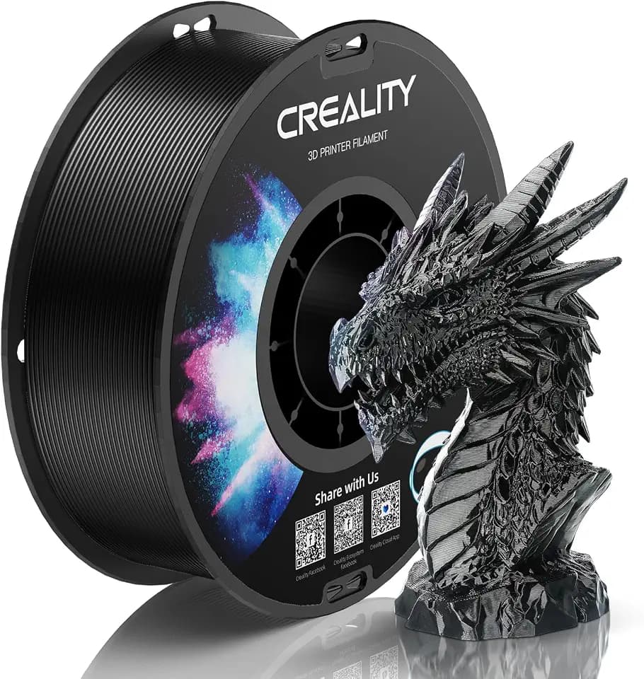 Creality PETG Filament, Hervorragende Leistung und Hohe Festigkeit, 3D-Druckerfilament 1,75 mm PETG Filament, Maßgenauigkeit +/- 0,02 mm, 1 kg (2,2 lbs) für FDM-3D-Drucker Schwarz,1kg