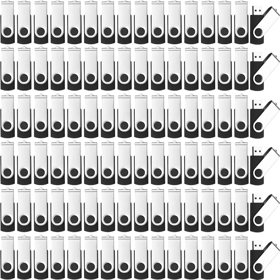 Kanayu 16GB USB 2.0 Flash Drives 100 Pack, LED Keychain, Black
