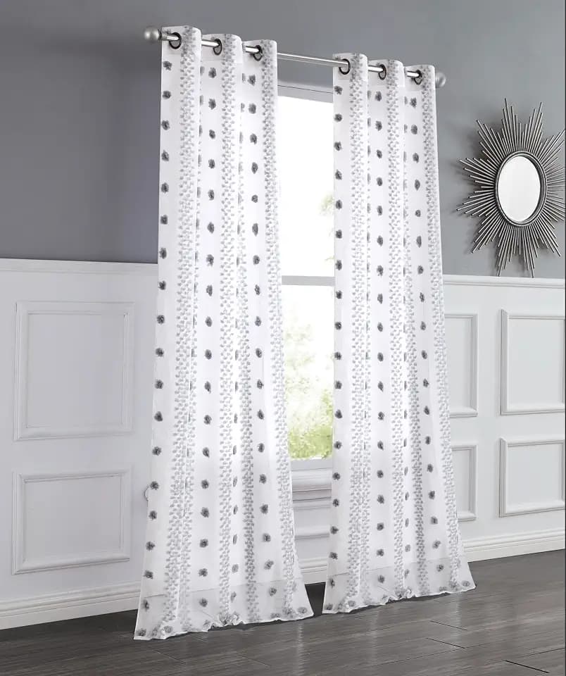 Dainty Home Curtains Linen Textured Sheer Light Filtering Semi Sheer Curtains 84 inches Long Half Privacy Window Drapes for Living Room Bedroom Dining 2 Panels Set 76" x 84"