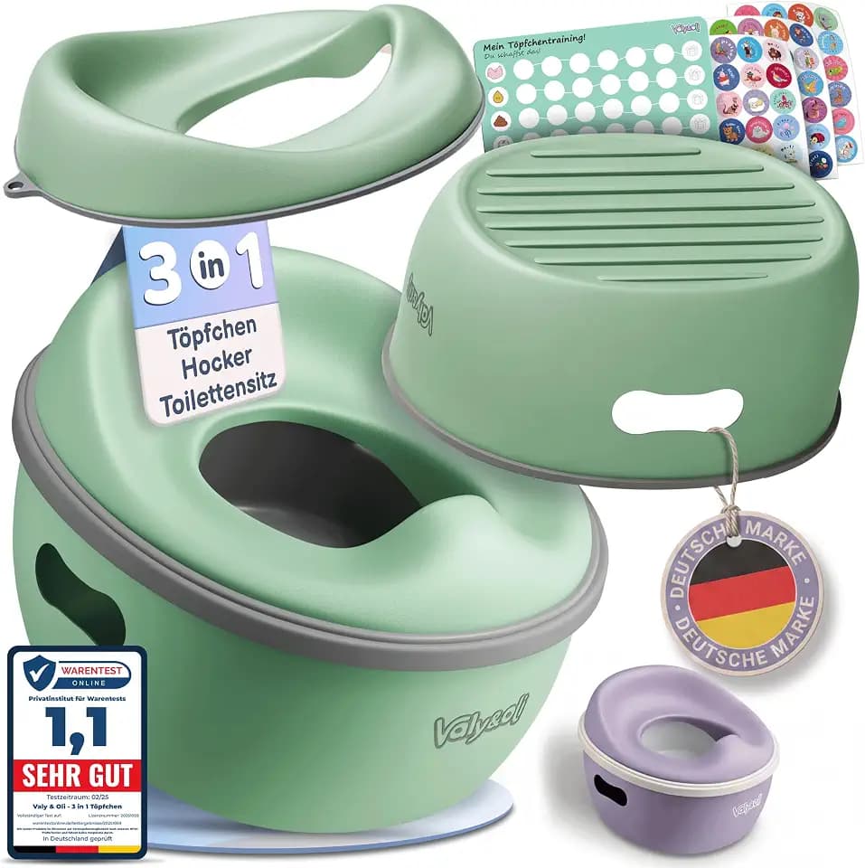 Valy&Oli® 3in1 Töpfchen für Kinder, Toilettensitz & Hocker - Mitwachsend