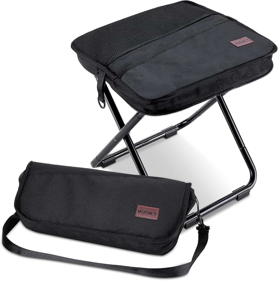MOONCY Klapphocker Faltbar aus Aluminium, 40 × 37,5 × 39 cm, Extra Großer Falthocker bis 135 kg Belastbar, Leichter Campinghocker für Wandern, Angeln und Outdoor, Schwarz