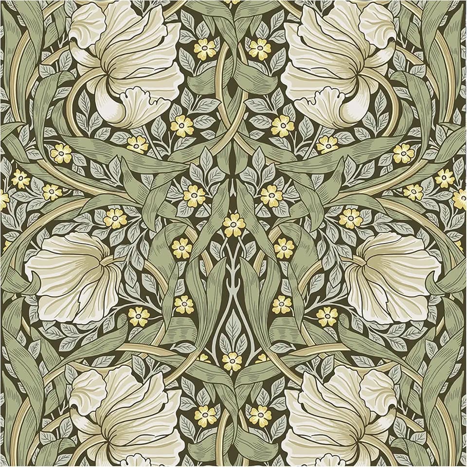 HAOKHOME William Morris Wallpaper Vintage Wall Paper Sage Green Removable